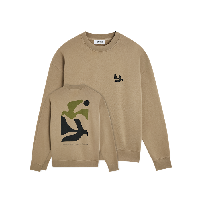 BASK IN THE SUN PEACE SWEAT ALMOND